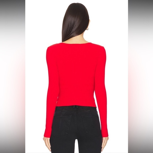BNWT Good American Women’s Red Virgo Rib Zip-Up Cardigan $179USD - Picture 5 of 8